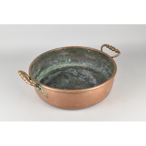 115 - A 19th Century Circular Two Handled Copper Cooking Pan, 36cms Diameter