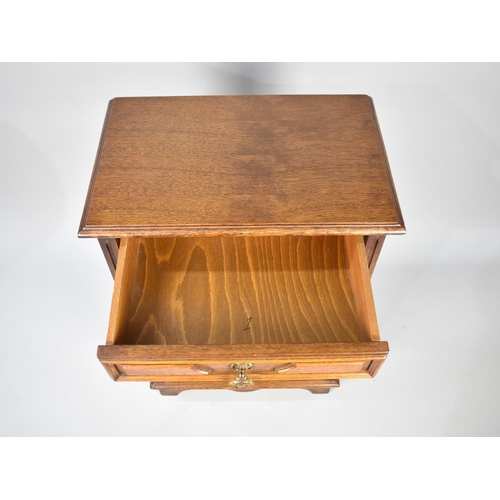 117 - A Mid/Late 20th Century Continental Oak Chest of Six Drawers with Brass Drop Handles, 65cms Wide