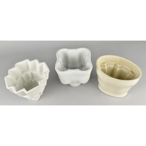 119 - A Collection of Three Victorian/Edwardian White Glazed Jelly Moulds