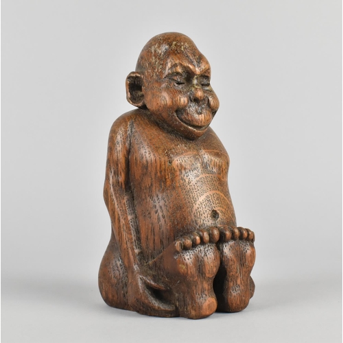 121 - A Carved Wooden Billiken Good Luck Figure, Probably Originating from the United States in Early 1900... 