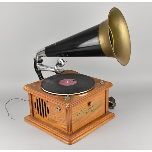 123 - A Reproduction Gramophone with Electrically Operated Turntable Inscribed to Front Classic Home Phono... 