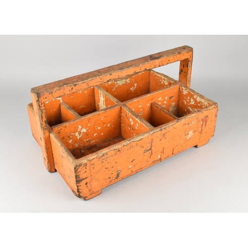 127 - A Vintage Wooden Carpenters Six Division Screw and Nail Box, 45cms Wide