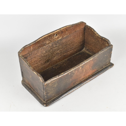 128 - A 19th Century Rustic Single Wall Hanging Wooden Candlebox, 31cms Wide