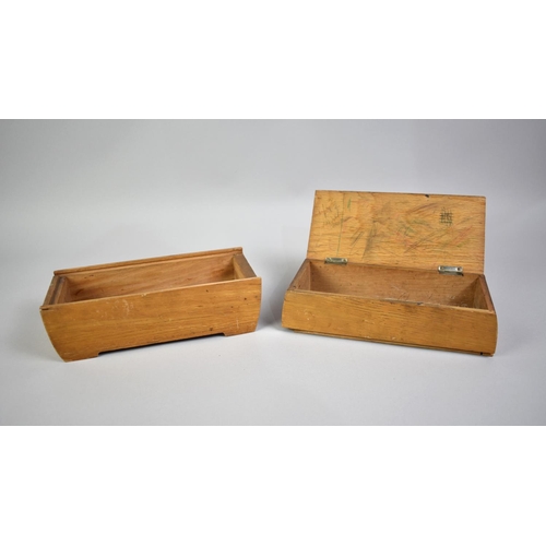 132 - A Mid 20th Century Two Tier Pencil and Pen Box with Sliding Top Section, 20cms Long