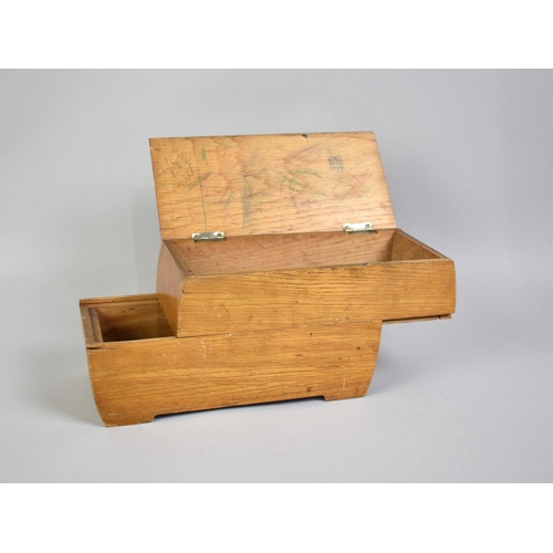 132 - A Mid 20th Century Two Tier Pencil and Pen Box with Sliding Top Section, 20cms Long