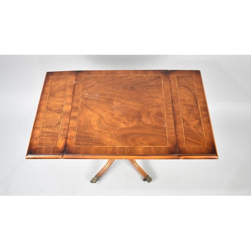 133 - A Modern Drop Leaf Cross Banded and Inlaid Occasional Table, 74cms Wide When Fully Open