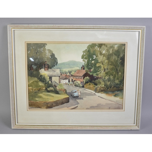 134 - A Framed Watercolour, High Street, Limpsfield by Catherine Wiles, 58x47cms