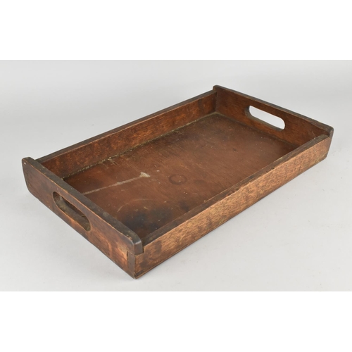 147 - A Vintage Two Handled Wooden Tray, 38.5cms by 24cms