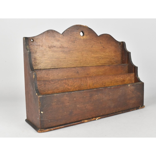 148 - An Edwardian Three Division Desktop Stationery Rack, 31cms Wide