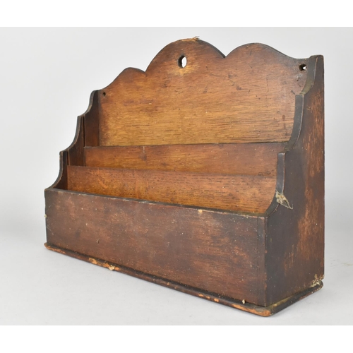 148 - An Edwardian Three Division Desktop Stationery Rack, 31cms Wide