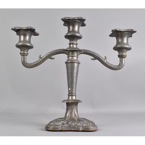 154 - A Mid 20th Century Silver Plated Three Branch Candelabra, 25cm