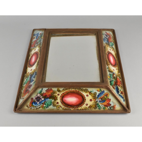 158 - A Decorated Rectangular Wall Mirror, Probably Italian, 40x32cms