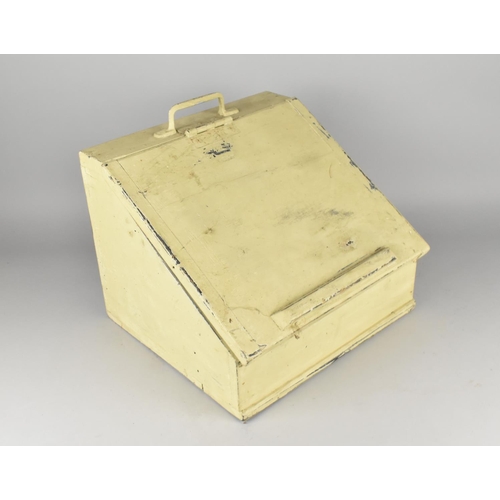 168 - A Cream Painted Clarks Writing Box with Hinged Sloping Lid, Iron Carrying Handle, Fitted Interior, 3... 