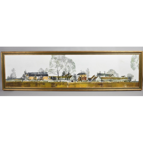 175 - A Large Framed Oil on Board, Farmyard Scene, Signed Barnfather 66, 120x29cms