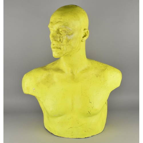 185 - A Yellow Painted Top Section of Male Mannequin, 59cms High