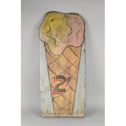 186 - A Vintage Hand Painted Ice Cream Sign, 80cms High