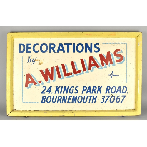 187 - A Framed Hand Painted Sign 'Decoration by A Williams', 80cms by 50cms