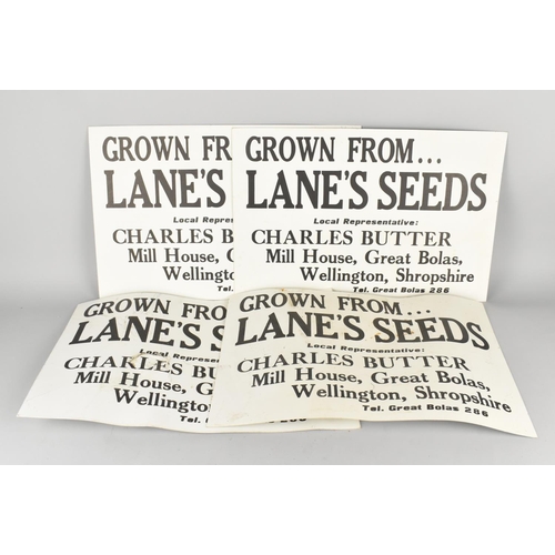 199 - A Collection of Four Cardboard Signs, 'Grown From Lane's Seeds', 45x30cms