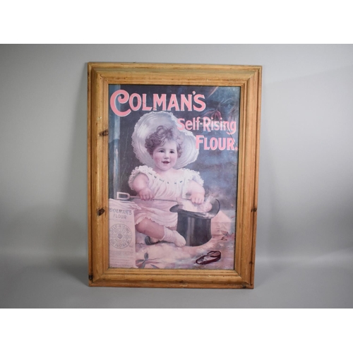 205 - A Reproduction Framed Colmans Self Raising Flour Poster, Glass Cracked, 54x71cms