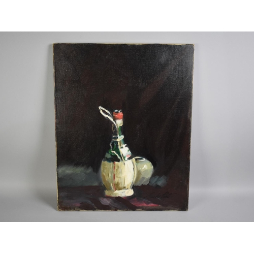 207 - An Unframed but Mounted Still Life, Raffia Wine Bottle, Probably the Work of Eric Peet (1909-1968), ... 