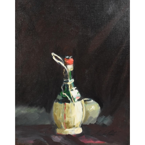 207 - An Unframed but Mounted Still Life, Raffia Wine Bottle, Probably the Work of Eric Peet (1909-1968), ... 