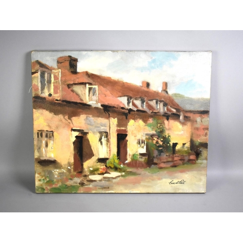 208 - Eric Peet (1909-1968), Mounted but Unframed Oil Sketch, Terraced Houses, 51x41cms