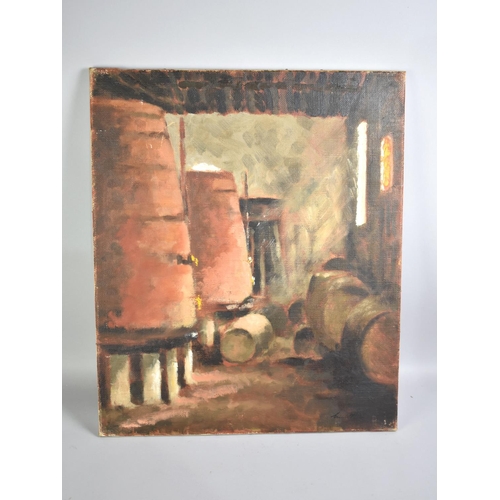 211 - Eric Peet (1909-1968), Two Mounted but Unframed Oil Sketches on Canvas, French Winery Interior and F... 