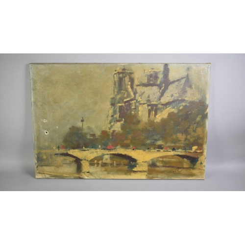 212 - Eric Peet (1909-1968), Two Mounted but Unframed Oil Sketches, Harbour Scene and Notre Dame, Latter w... 