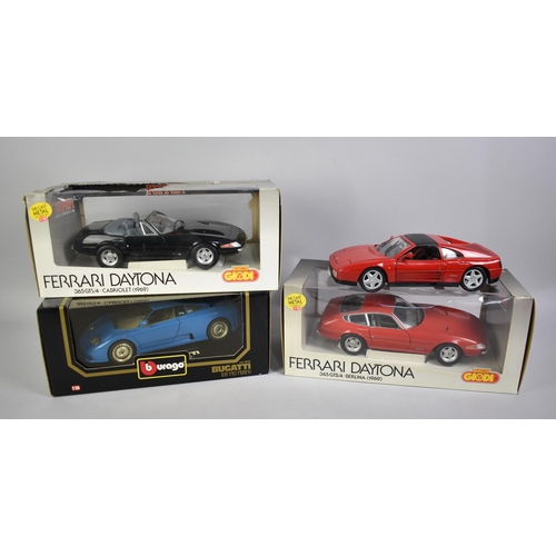 218 - Three Boxed and One Unboxed Diecast Model Cars to Include Boxed Bburago Bugatti EB 110 (1991), Boxed... 