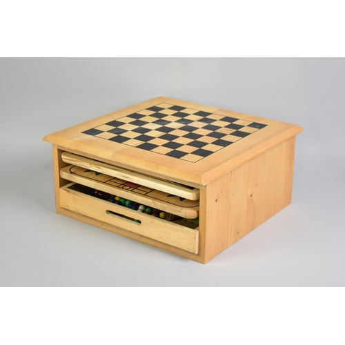 221 - A Modern Wooden Games Compendium with Various Pieces