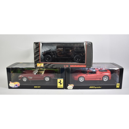 222 - Three Boxed Diecast Model Cars to Comprise Hot Wheels Ferrari 360 Spider and 250 GT Together with a ... 