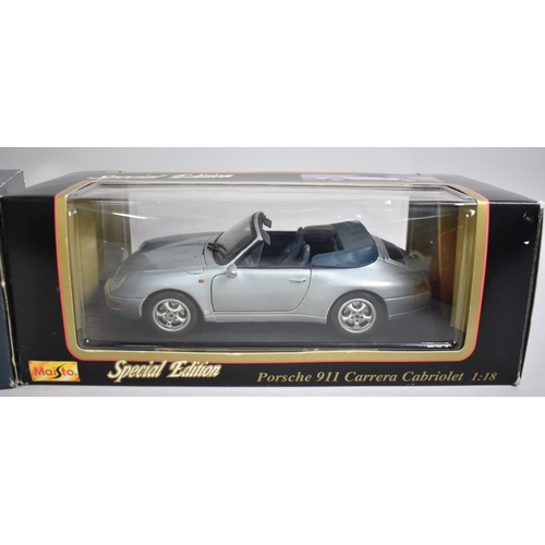 224 - Three Boxed Diecast Model Cars to Comprise Maisto Special Edition Porsche 911 Carrera Cabriolet, Por... 