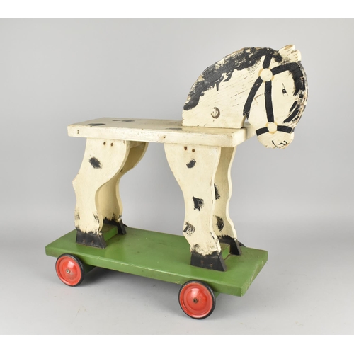 230 - A Vintage Hand Made Sit on Horse Toy, 53cms Long