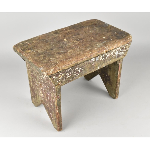 236 - A Vintage Rustic Rectangular Stool, 33cms Long