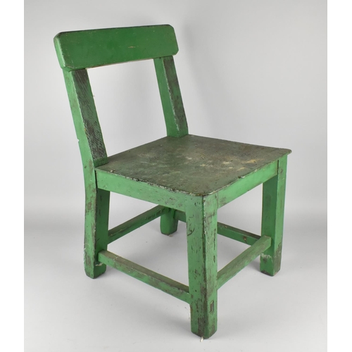 243 - A Vintage Green Painted Wooden Childs Chair