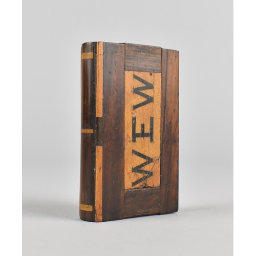 25 - A 19th Century Novelty Rosewood and Boxwood Matchbox in the Form of a Book Monogrammed WEW to Either... 