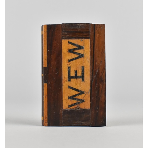 25 - A 19th Century Novelty Rosewood and Boxwood Matchbox in the Form of a Book Monogrammed WEW to Either... 