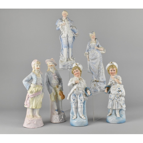 252 - Three Pairs of Continental Porcelain Figures to Include Two Bisque Pairs, Some Condition Issues