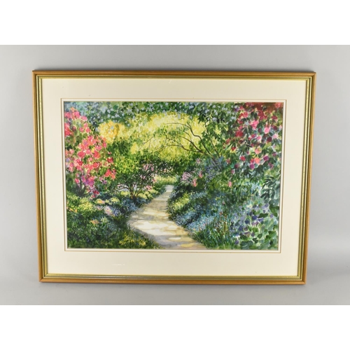 255 - A Framed Watercolour, M. Page, Path Scene, Subject 49x34cm