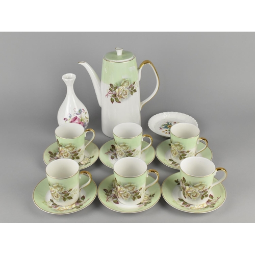 267 - A Rose Pattern Coffee Set for Six to Comprise Cups, Saucers and a Coffee Pot Together with a Coalpor... 