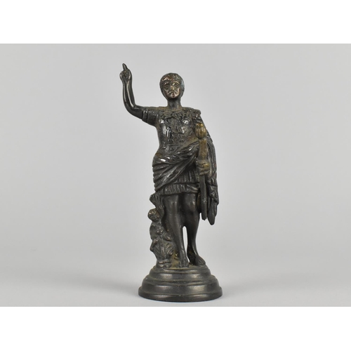 27 - A Patinated Bronze Grand Tour Figure of Caesar on Stepped Circular Base, 13cms High