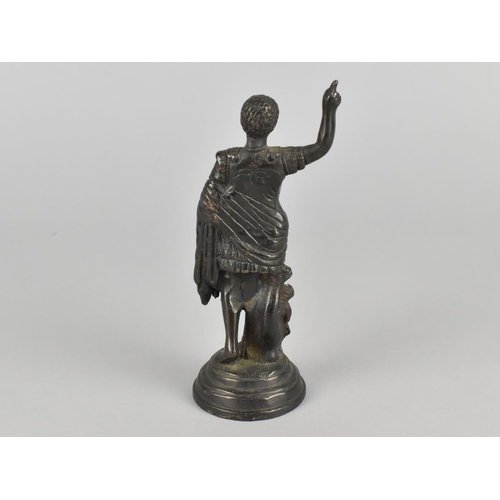 27 - A Patinated Bronze Grand Tour Figure of Caesar on Stepped Circular Base, 13cms High