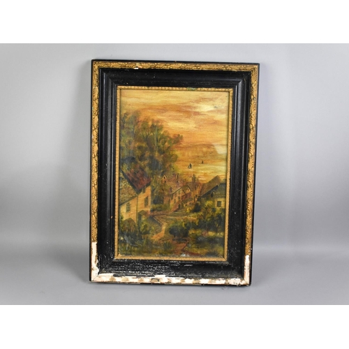 273 - A Framed and Glazed Oil Painting, Coastal Village Scene, Subject 39x53cm