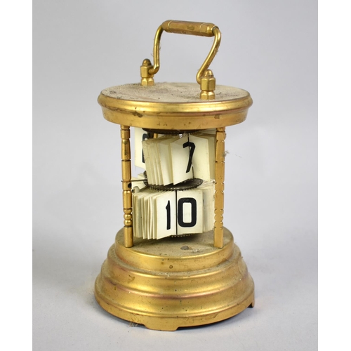 28 - A Novelty Desktop Brass Cased Cylindrical Slip Ticket Clock, Missing Some Numbers and Movement in Ne... 