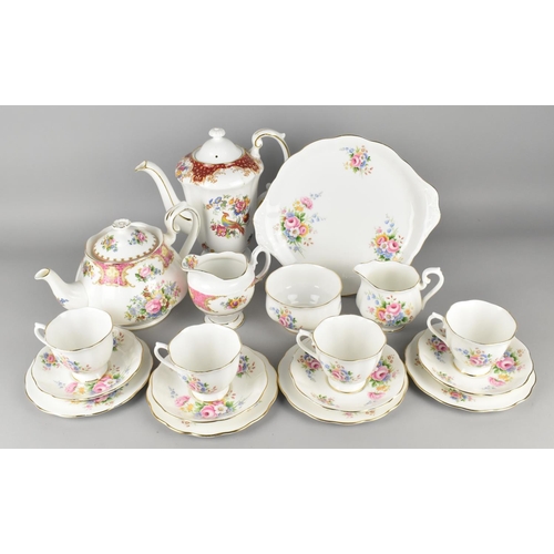 288 - A Royal Albert English Bouquet Tea Set for Four to Comprise Cups, Saucers, Side Plates, Cake Plate, ... 