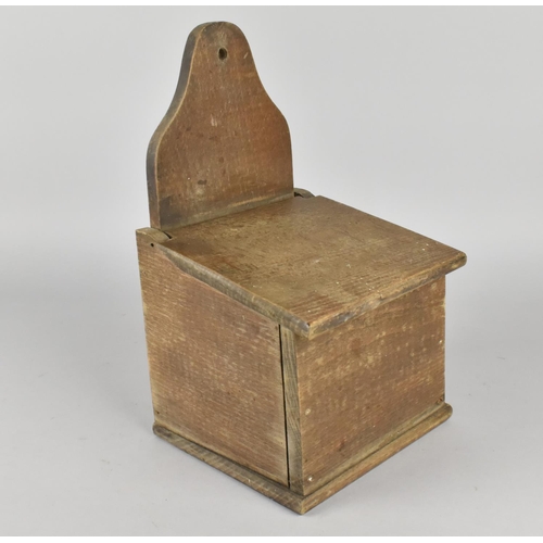 3 - A Late 19th Century Oak Salt Box with Hinged Sloping Lid, 26cms High