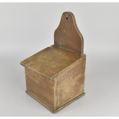 3 - A Late 19th Century Oak Salt Box with Hinged Sloping Lid, 26cms High