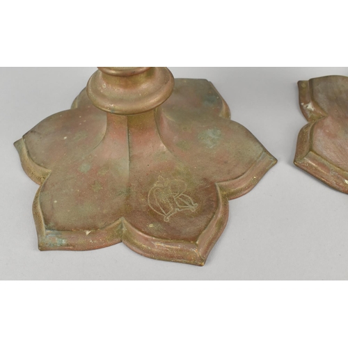 30 - A Pair of Victorian Gothic Candlestick Bases in the Manner of Pugin Inscribed to Bases, 'Children of... 