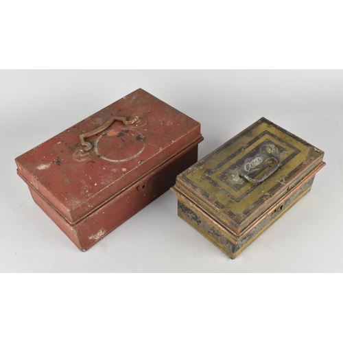 300 - Two Vintage Cash Tins, 26cm and 20cm wide