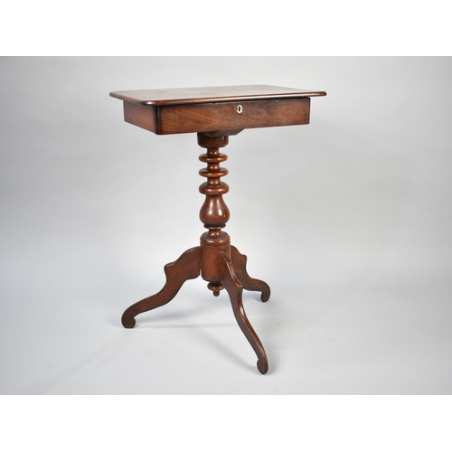 44 - A Victorian Mahogany Side Table with Tripod Stand and Single Fitted Drawer, 50cms Wide and 74cms Hig... 